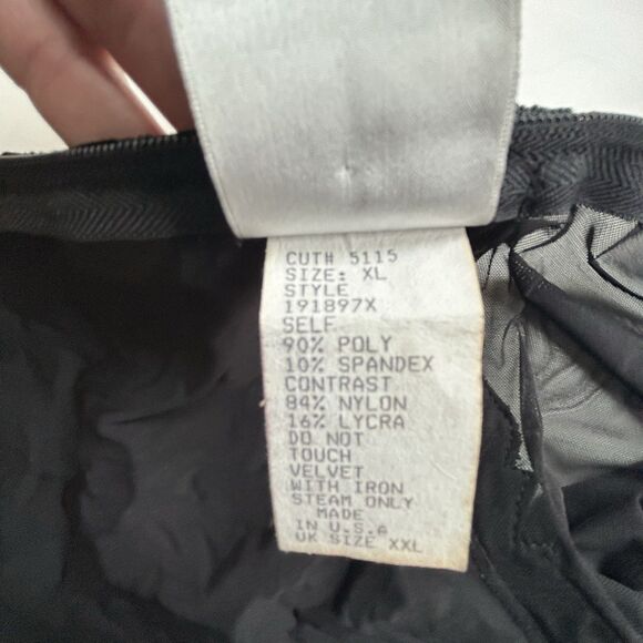 Tadashi‎ Vintage Black Velvet Beaded Formal Top Mesh Sleeves XL Stretch Elegant - Picture 7 of 9